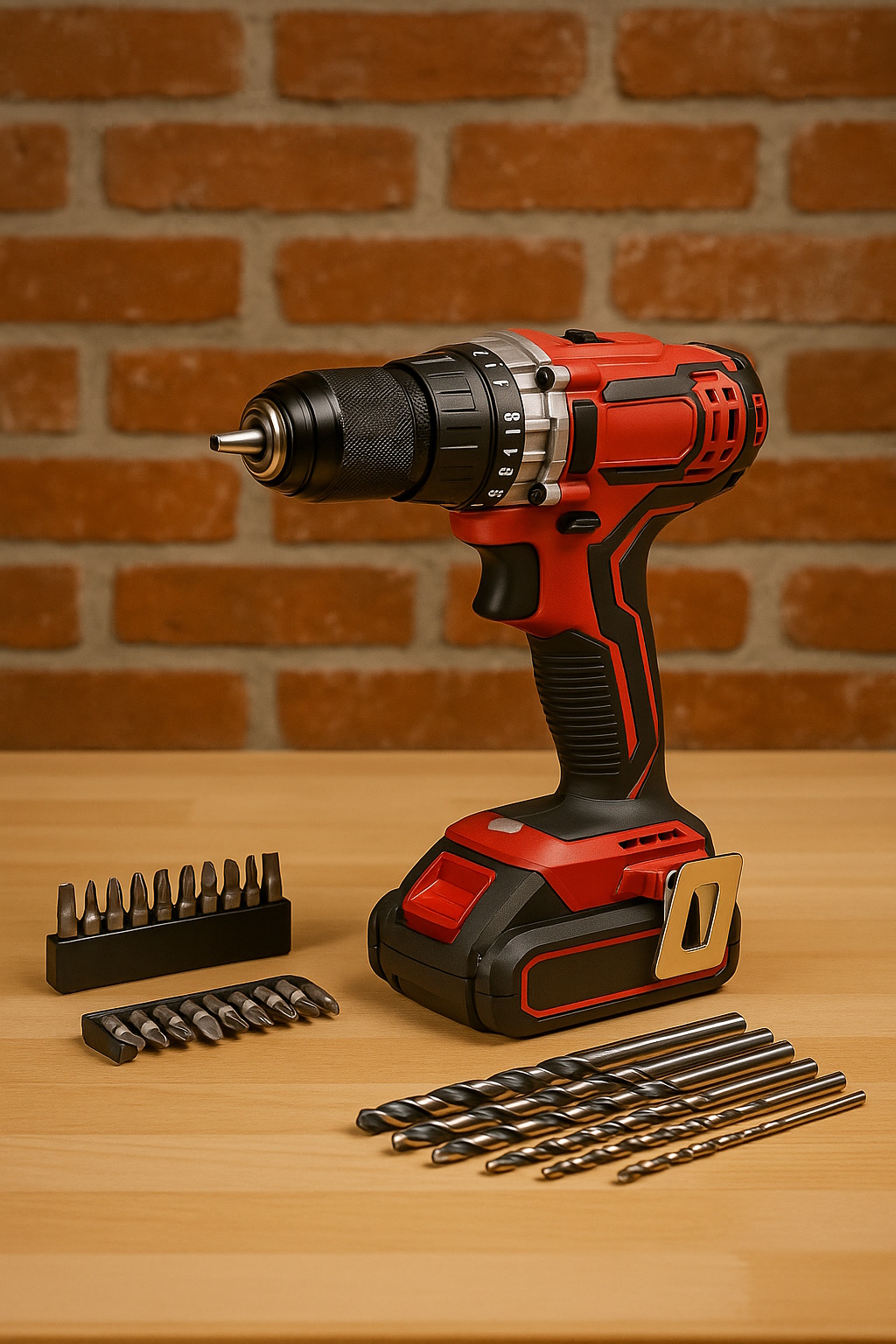 Details eines Akku-Bohrschraubers und Akkus