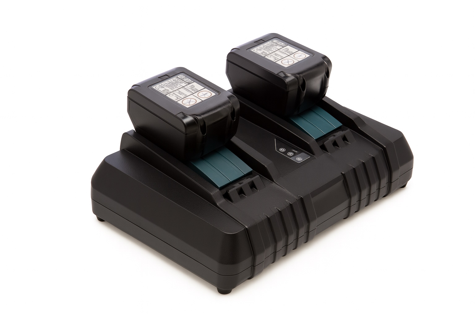 Mehrere Akkus ordentlich in einer Ladestation geladen