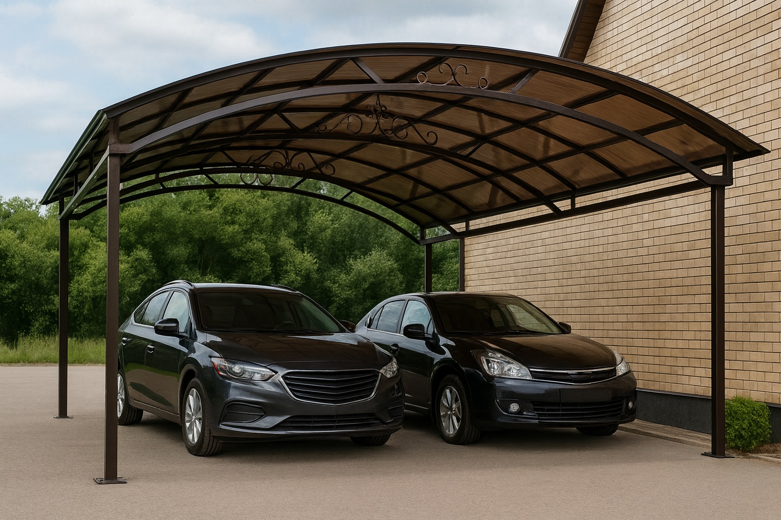 Moderner Carport aus Metallkonstruktion