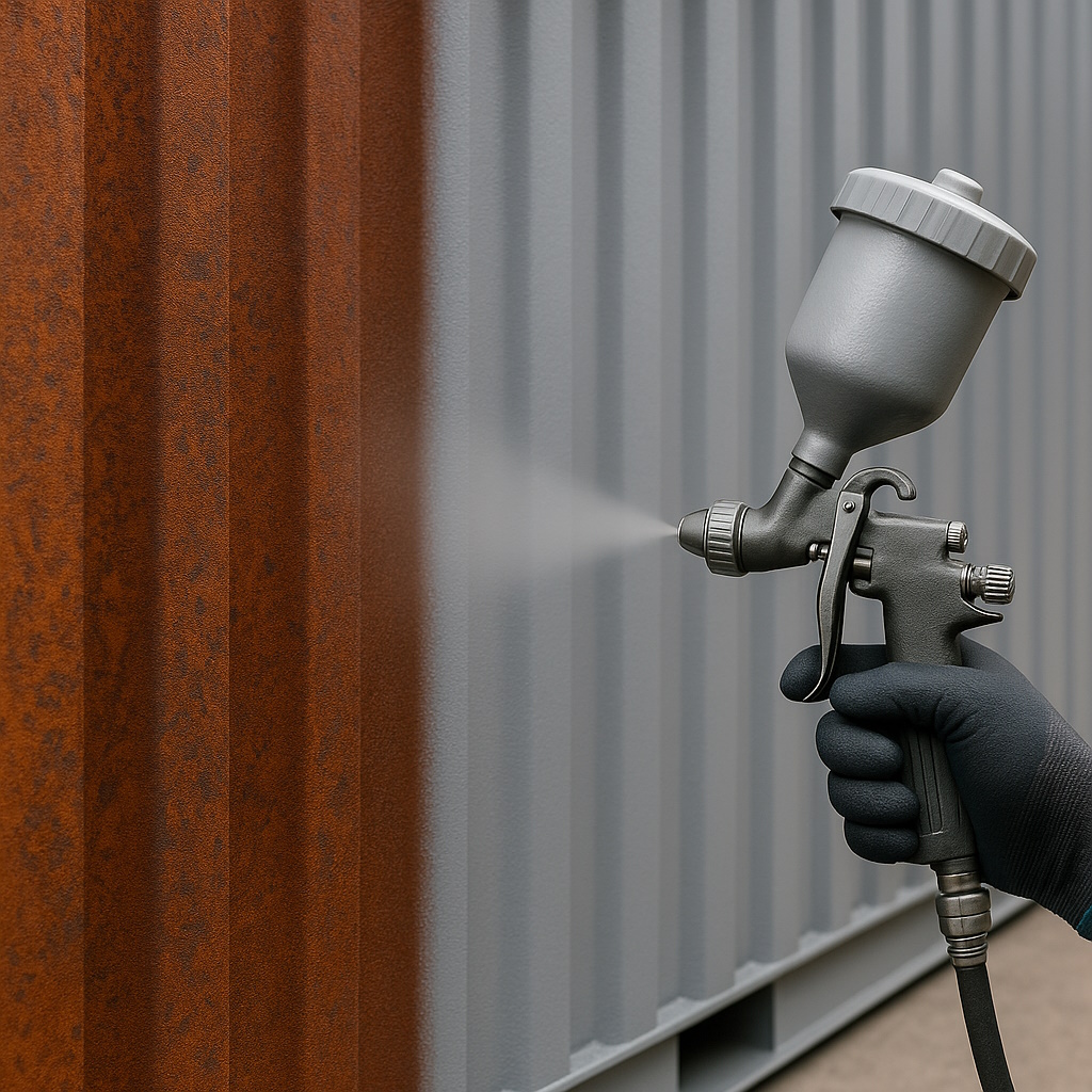 Rostschutzgrundierung auf Stahlprofilen