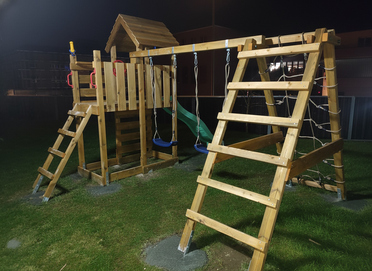 Detail von Fundament und Verankerung der Spielanlage